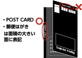 POST CARD・郵便はがきは面積の大きい面に表記